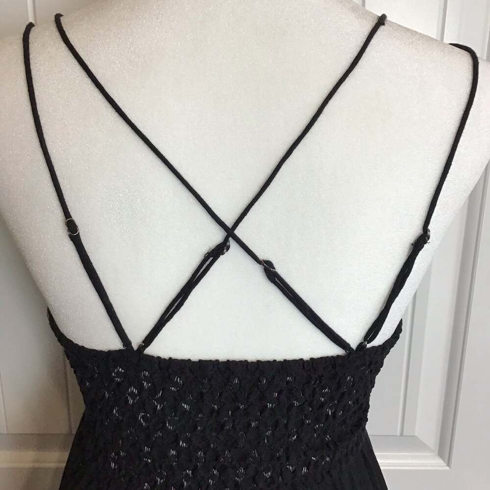 Free People Adella Black Lace Slip Dress XS boho babydoll Y2K - Picture 6 of 9